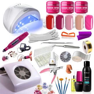 Kit Ricostruzione Unghie Gel Professionale Completo di Fresa, Aspiratore, Lampada LED