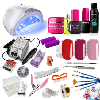 Kit Ricostruzione Unghie Gel Completo di Fresa Professionale 20000 giri, Lampada LED