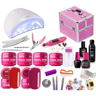 Kit Ricostruzione Unghie Speciale 2IN1 con Gel e Semipermanente, Lampada Led 48watt, Fresa e Bauletto Manicure